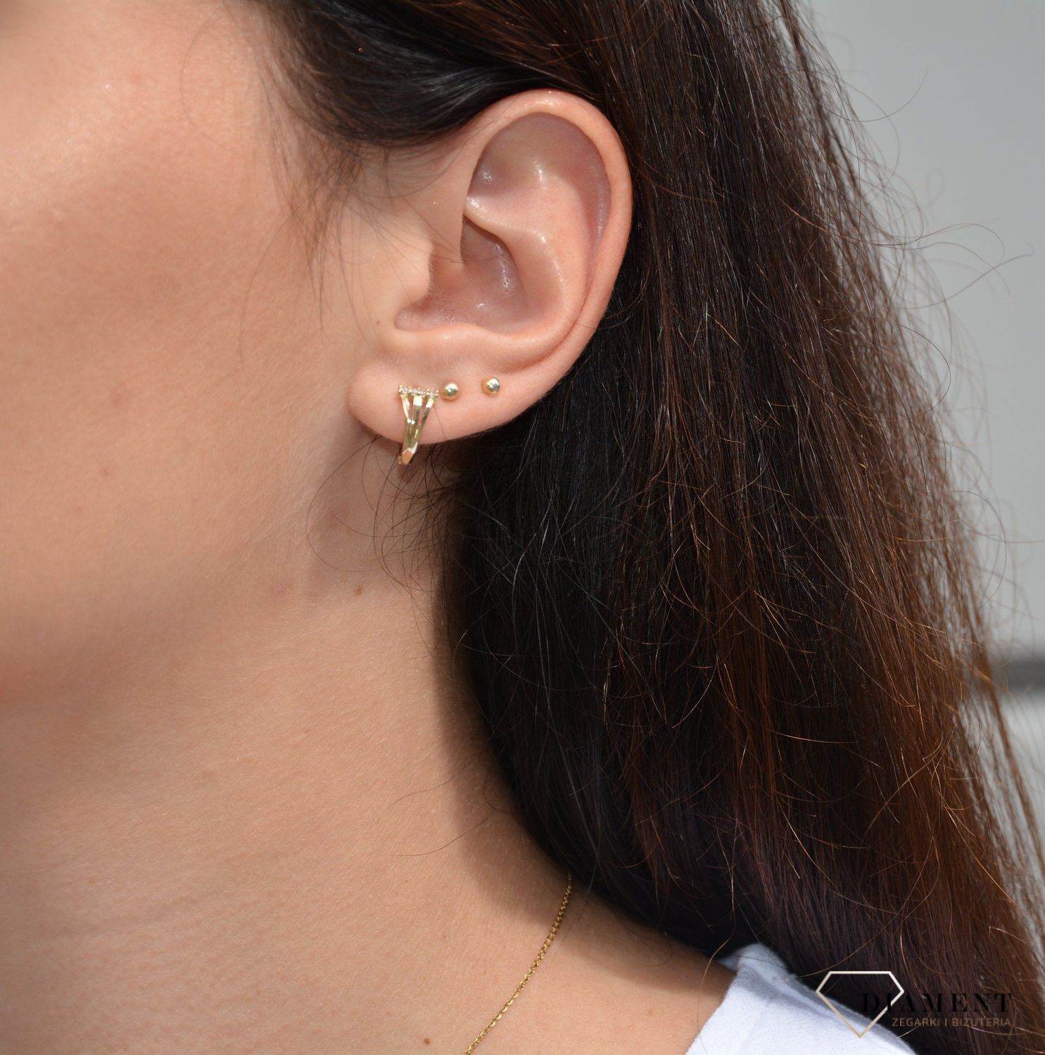 Złote kolczyki dla dziewczynki  z cyrkoniami ' Ciekawy wzór ' KL 5391.jpg